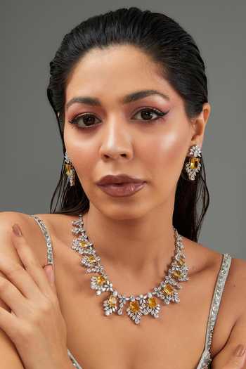 Zevar By Geeta Stone Embellished Necklace Set 