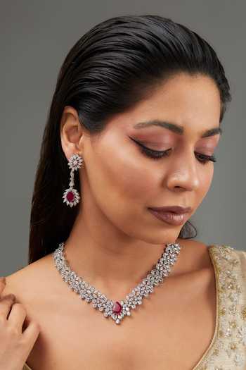 Zevar By Geeta Contrast Stone Embellished Necklace Set 