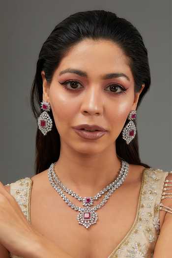 Zevar By Geeta Double Layered Embellished Necklace Set 
