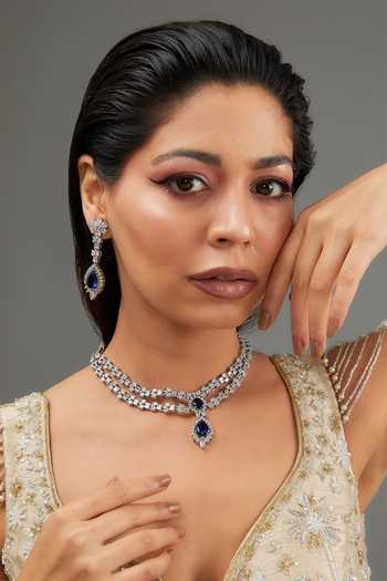 Zevar By Geeta Double Layered Stone Embellished Jewellery Set 