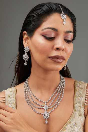 Zevar By Geeta Flower Cutwork Layered Necklace Set 