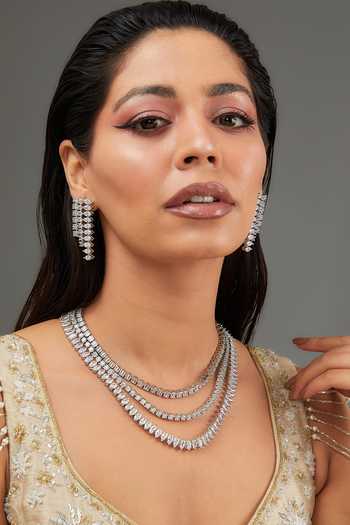 Zevar By Geeta Geometric Layered Stone Embellished Jewellery Set 