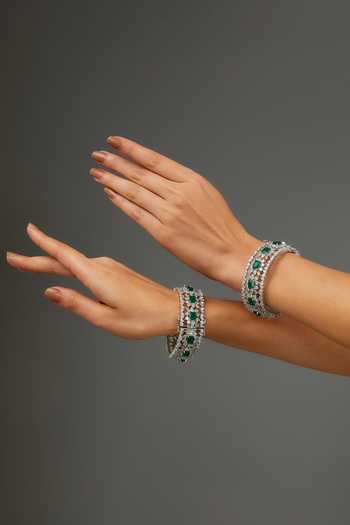 Zevar By Geeta Contrast Stone Embellished 2 Pcs Kadas 