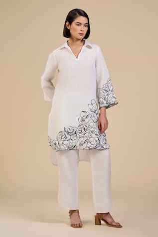 ORIGANI Rose Garden Embroidered Tunic With Pant 