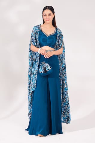 Chaashni by Maansi and Ketan Floral Print Shrug Palazzo Set 