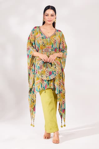 Chaashni by Maansi and Ketan Abstract Print Kaftan & Palazzo Set 