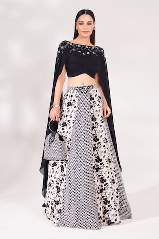 Chaashni by Maansi and Ketan Sequin Embroidered Top & Panelled Skirt Set 