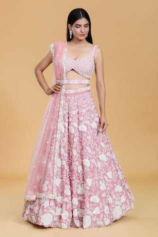 Samyukta Singhania Flower Bloom Sequin Embroidered Lehenga Set 