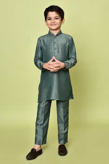 Petite Pomme Zari Embroidered Kurta & Nehru Jacket Set 