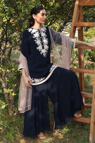 SUMMER BY PRIYANKA GUPTA Harvest Embroidered Kurta Sharara Set 