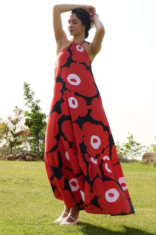 RAAS LIFE Birds Of Paradise Mekko Print Maxi Dress 