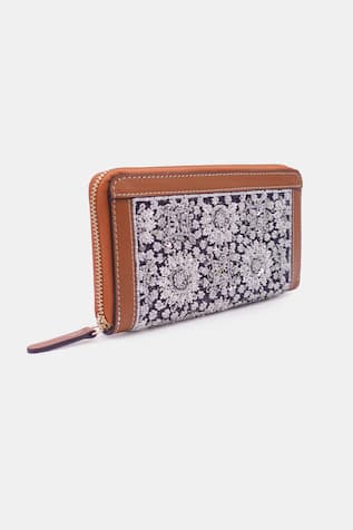 VERSUHZ Leather Trimmed Embellished Zip Around Wallet 