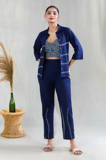 BANANA labs Striped Print Cotton Shirt Pant Set 