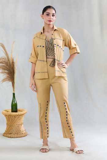 BANANA labs Striped Pattern Cotton Shirt Pant Set 