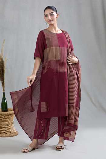 BANANA labs Striped Print Cotton Kurta Pant Set 