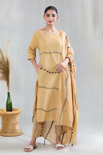 BANANA labs Cotton Striped Pattern Kurta Pant Set 