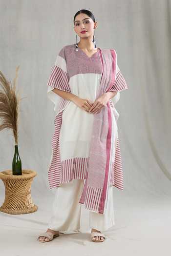 BANANA labs Checkered Print Cotton Kaftan Pant Set 