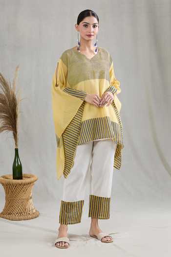 BANANA labs Checkered Pattern Cotton Kaftan Pant Set 
