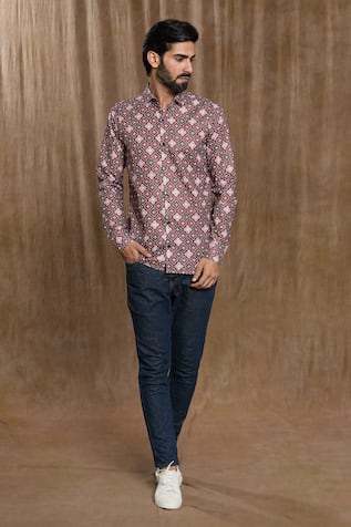 Arihant Rai Sinha Symmetric Motif Print Shirt 