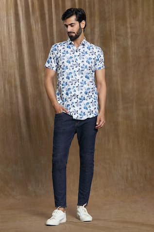 Arihant Rai Sinha Autumn Leaves Print Shirt 