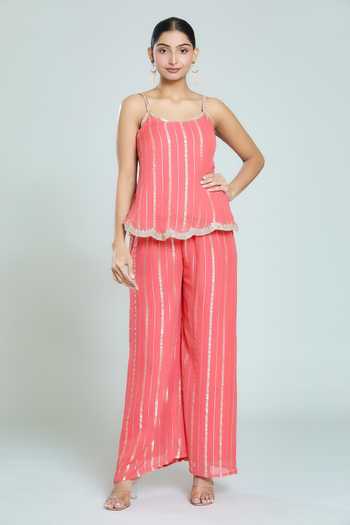 Khwaab By Sanjana Lakhani Woven Stripe Tunic & Flared Pant Set 