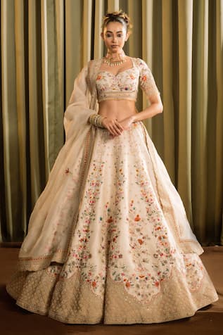 Pallavi Poddar Bindu Floral Zardozi Embroidered Bridal Lehenga Set 