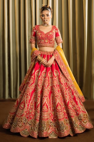 Pallavi Poddar Dehradun Zardozi Paisley Embroidered Bridal Lehenga Set 