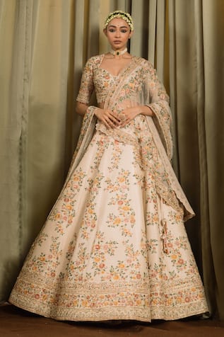 Pallavi Poddar Gandharaj Floral Resham Embroidered Bridal Lehenga Set 