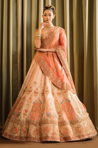 Pallavi Poddar Mor Tirupathi Zardozi Embroidered Bridal Lehenga Set 