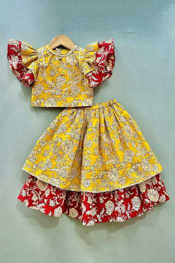 Label Neeti Floral Print Layered Lehenga & Blouse Set 