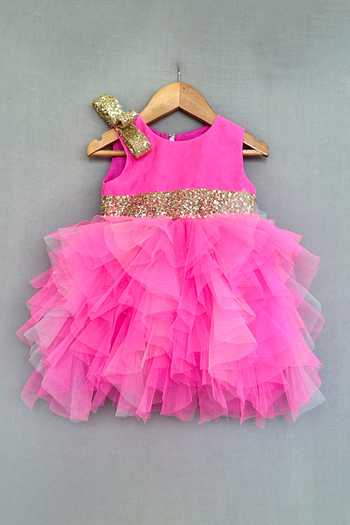 Label Neeti Ruffled Sequin Bow Dress 