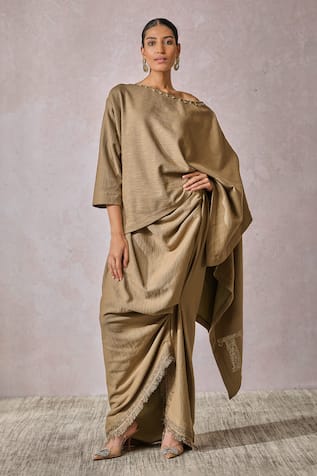 Tarun Tahiliani Asymmetric Oversized Top With Skirt 