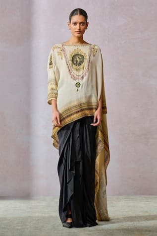 Tarun Tahiliani Painting Inspired Print Trail Draped Top 