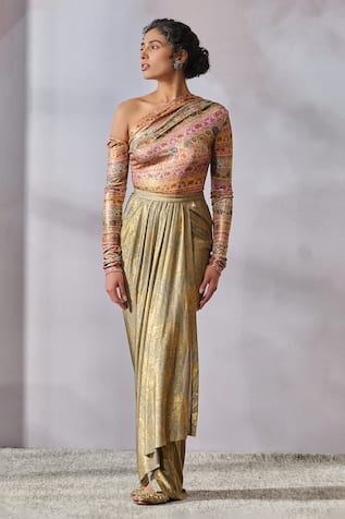 Tarun Tahiliani Abstract Floral Print Top 