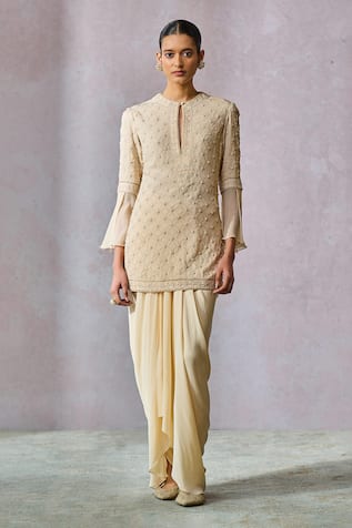 Tarun Tahiliani Hand Embroidered Kurta With Draped Dhoti 