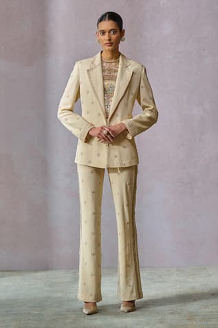 Tarun Tahiliani Floret Hand Embroidered Jacket With Trouser 