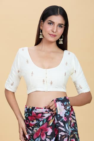 Floral Buta Embroidered Blouse 