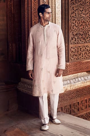 MATSYA Sona Patti Gulabi Linen Kurta With Pant 