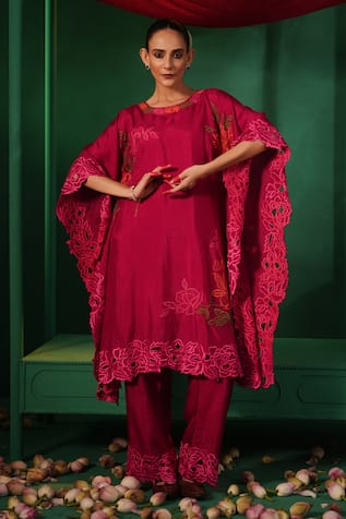 Kesar Studio Silk Cutwork Kaftan With Pant 