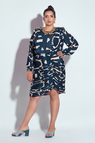 Neetiandmudita Tetris Pattern Short Dress 