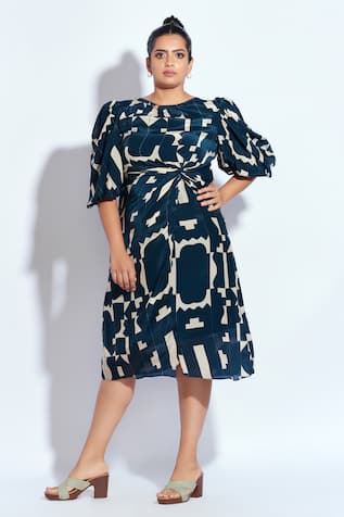 neetiandmudita Tetris Pattern Midi Dress 