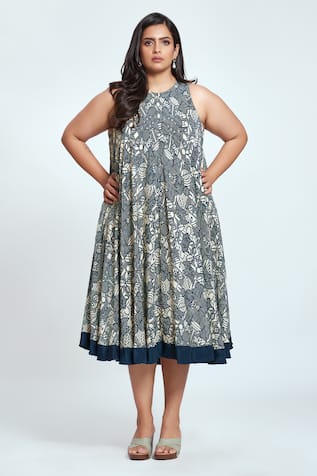 neetiandmudita Mandala Pattern Flared Dress 