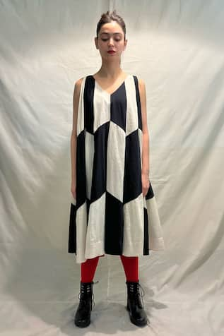 Ka-Sha Alum Patchwork Panelled Dress 