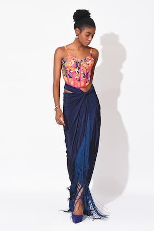 Rishi and Vibhuti Twilight Embroidered Corset With Skirt 