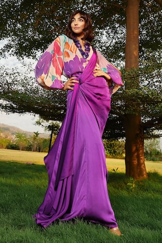 Babita Malkani Iris Solid Pre-Draped Saree 