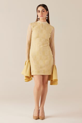 Therealb Floral Embroidered Short Dress 