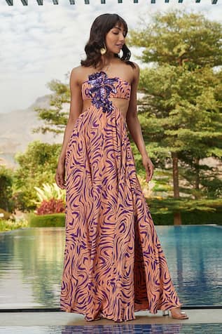 Babita Malkani Abstract Print Maxi Dress 