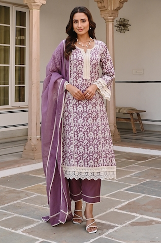 KARAJ JAIPUR Ikat Print Kurta Set