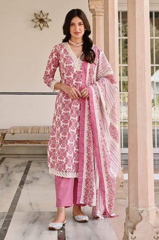 KARAJ JAIPUR Bouquet Print Kurta Set