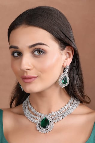 Polki Embellished Necklace & Earring Set 